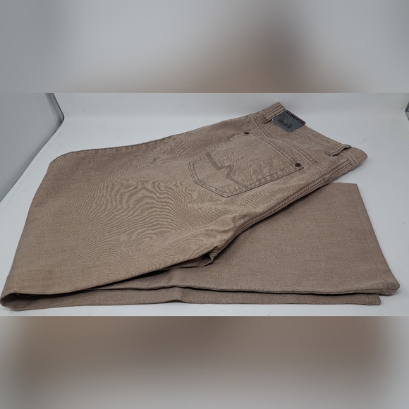 NWT Alberto Men's Modern Fit Jeans Italian Fabric Beige 8197 STONE 34x30 - Picture 2 of 16